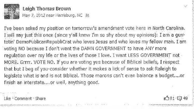 FB Post - Leigh Thomas Brown