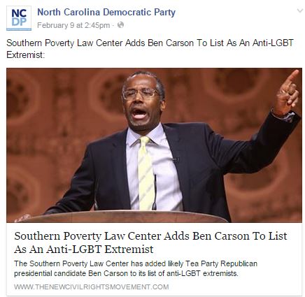NCDEMS FB SPLC Ben Carson
