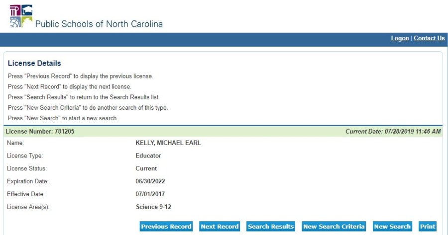 Michael Earl Kelly - License still active 072819